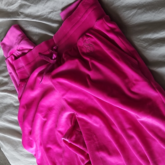 Victoria Secret Velour Joggers Hot Pink L - Picture 9 of 12